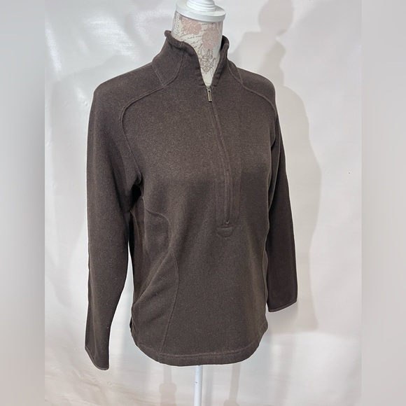 LANDS END Brown mock neck 1/4 zip sweater size 10-12.‎ - Picture 8 of 12